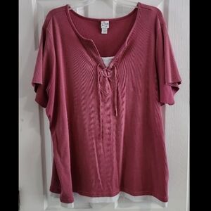 Women's Plus Size 26/28W Pink Layered Look Shirt